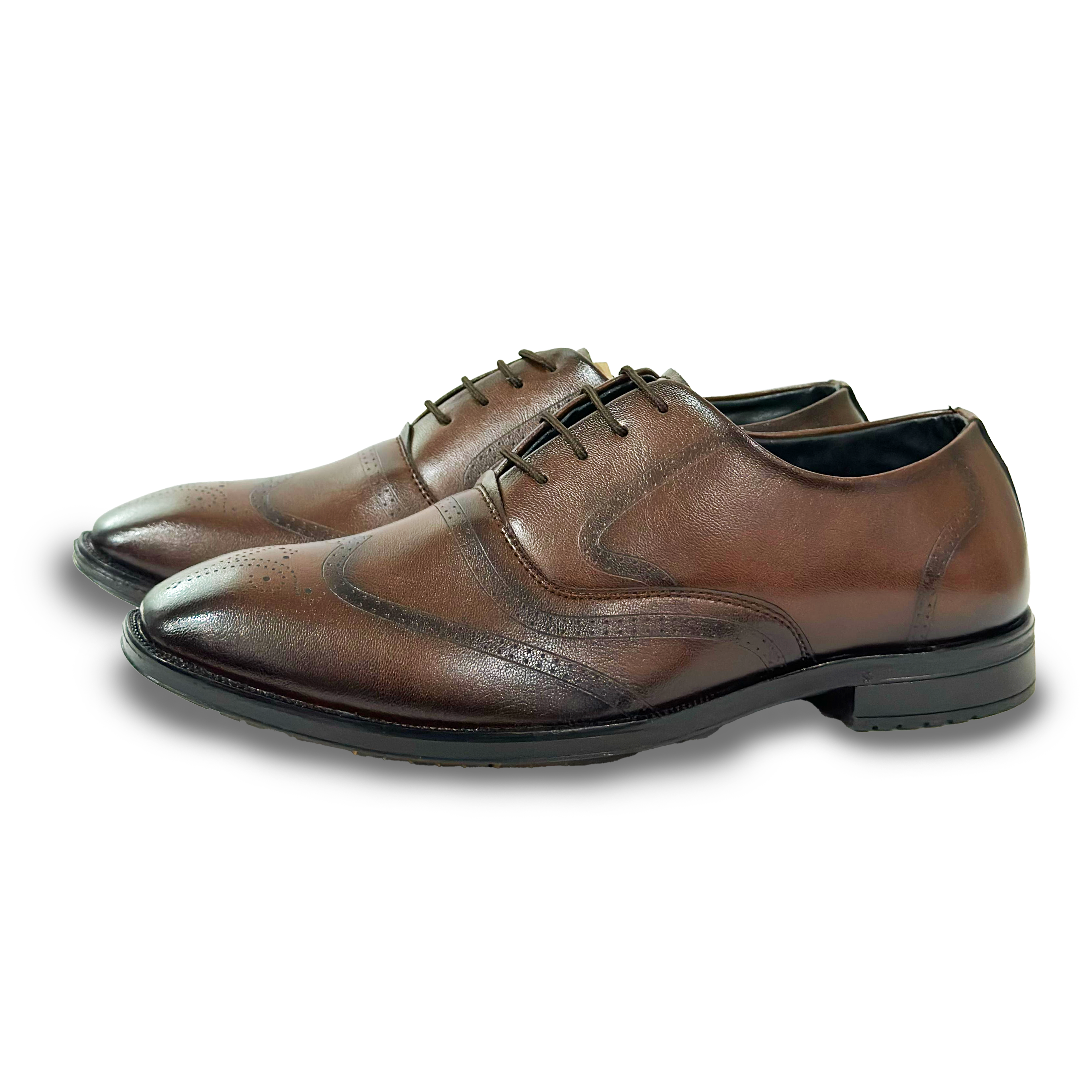 Men’s Brown Brogue Wingtip Oxford Shoes – Classic Formal Leather Footwear