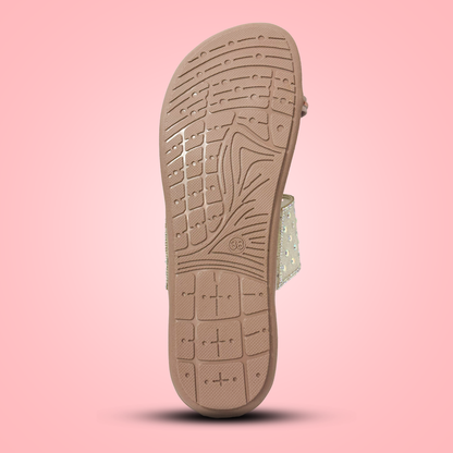 Sparkly Pastel Toe Ring Flats – Elegant Glitter Slides for Parties & Daily Glam