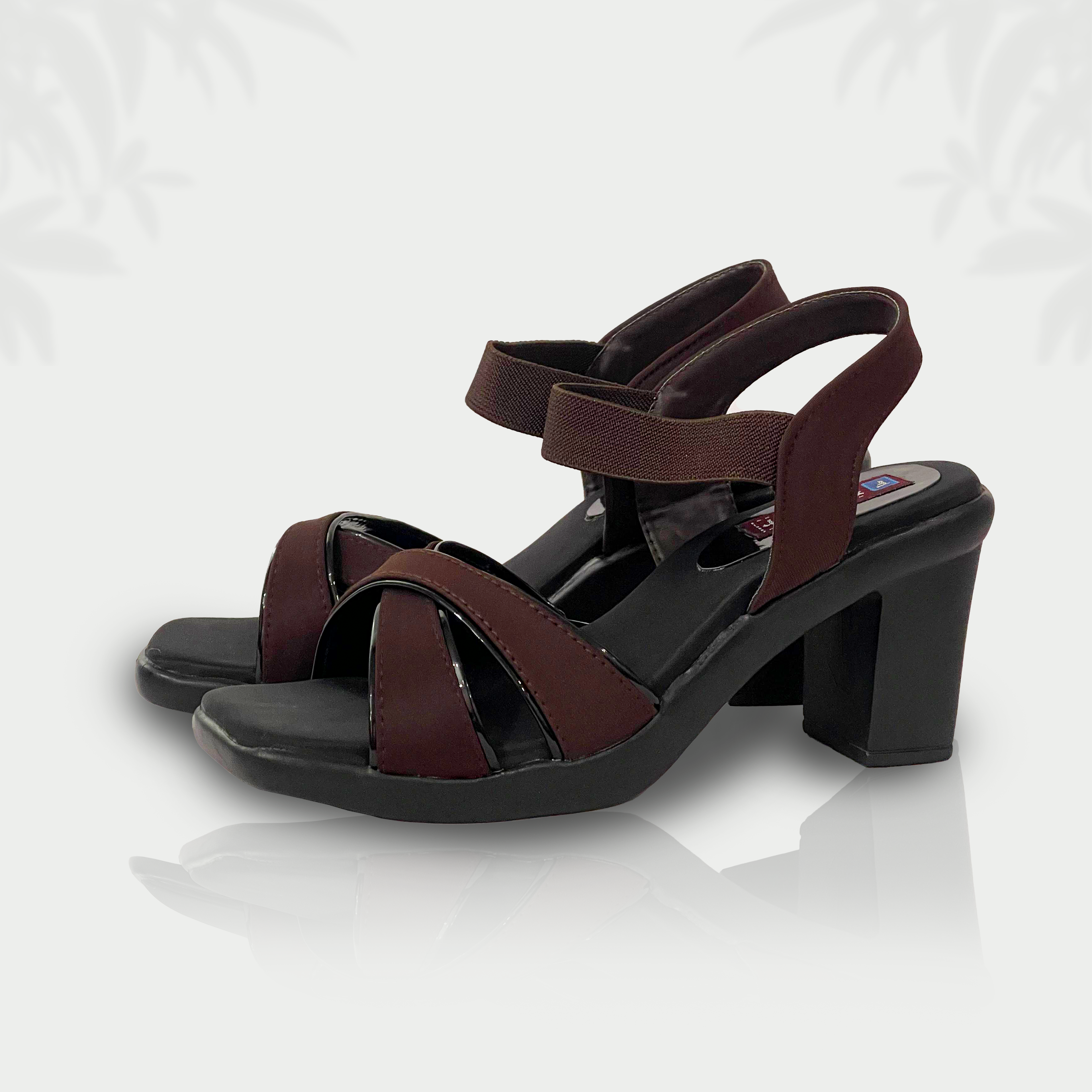 Mocha Grace – Brown Block Heel Sandals with Cross Straps