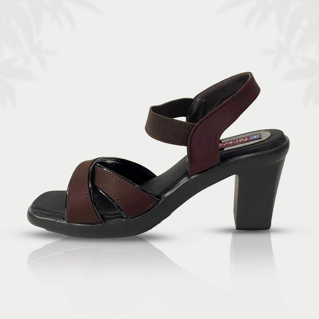 Mocha Grace – Brown Block Heel Sandals with Cross Straps
