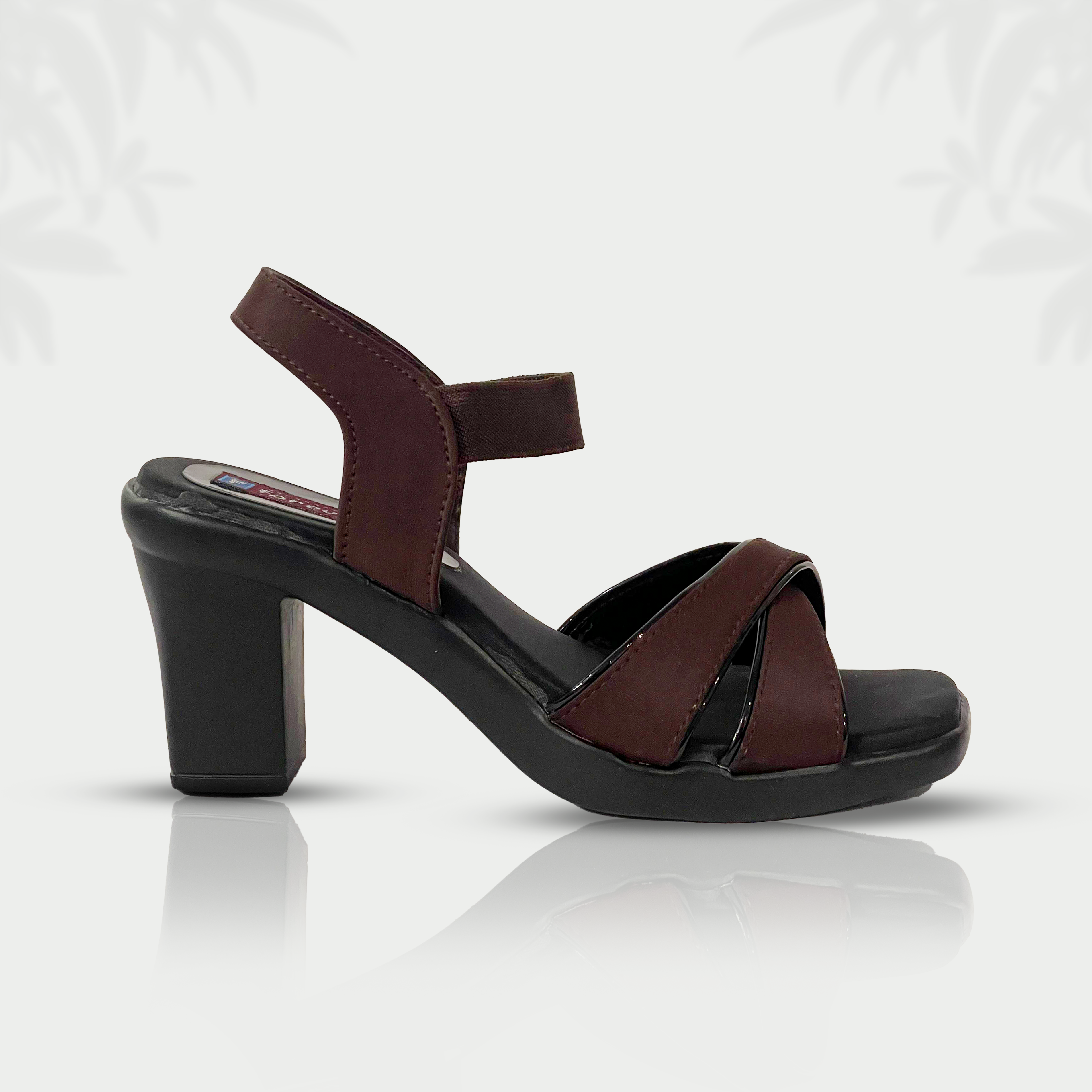 Mocha Grace – Brown Block Heel Sandals with Cross Straps