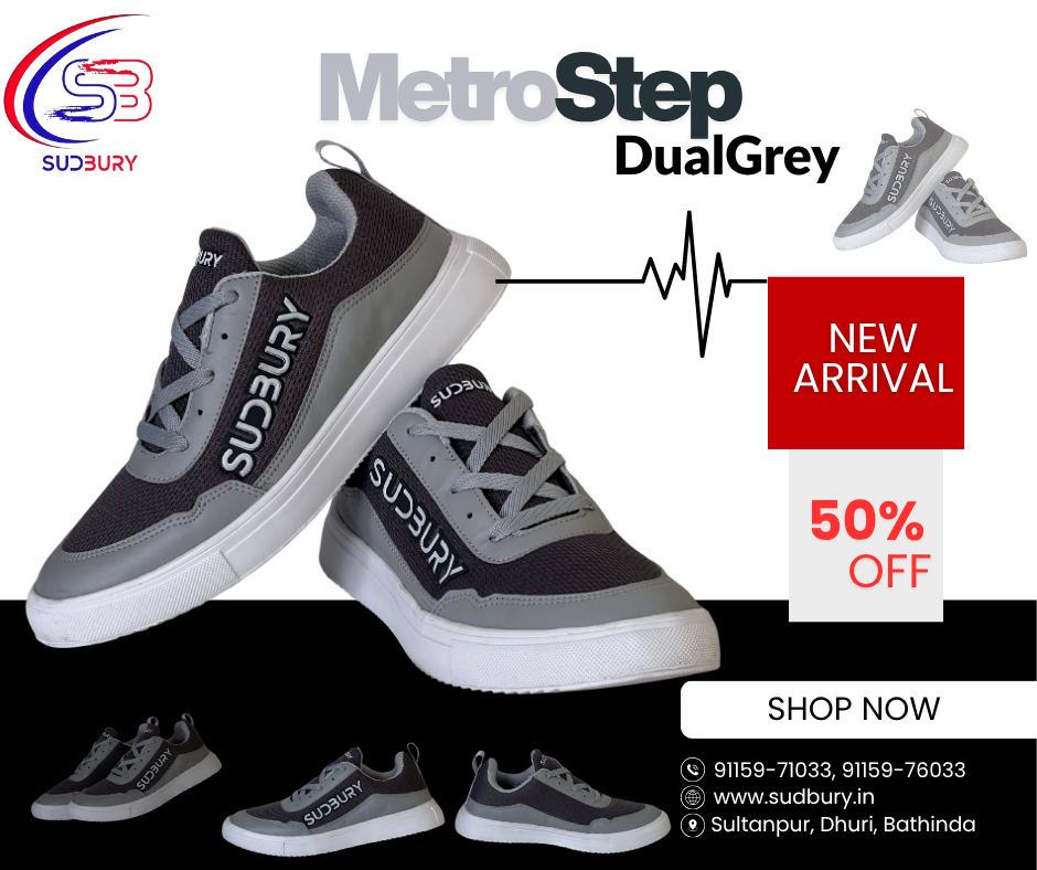 MetroStep – Dual Grey Men’s Casual Lace-Up Sneakers