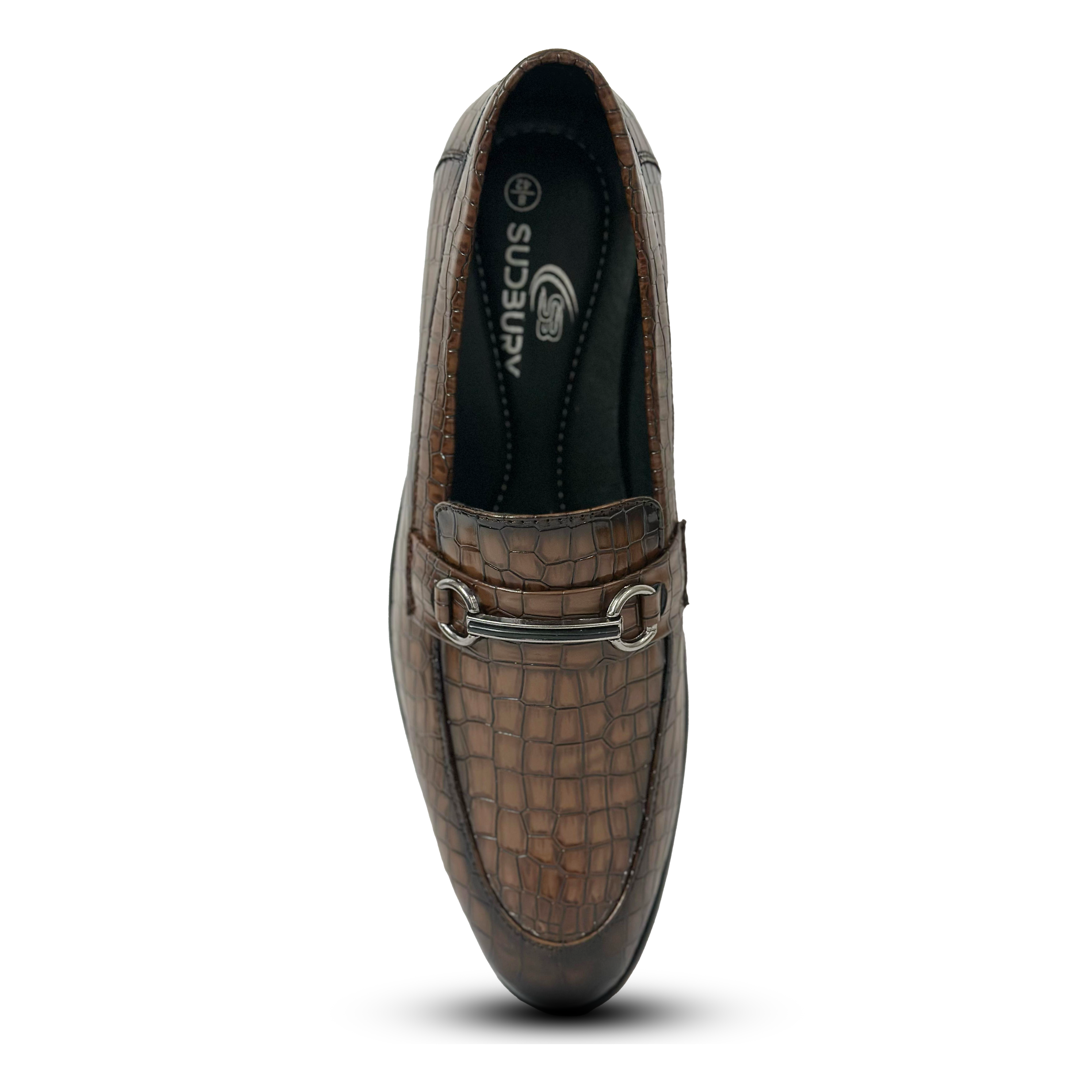 Men's Brown Croc Textured Leather Loafers
