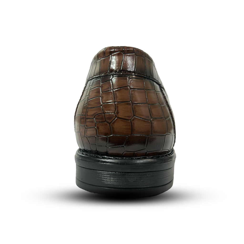Men's Brown Croc Textured Leather Loafers