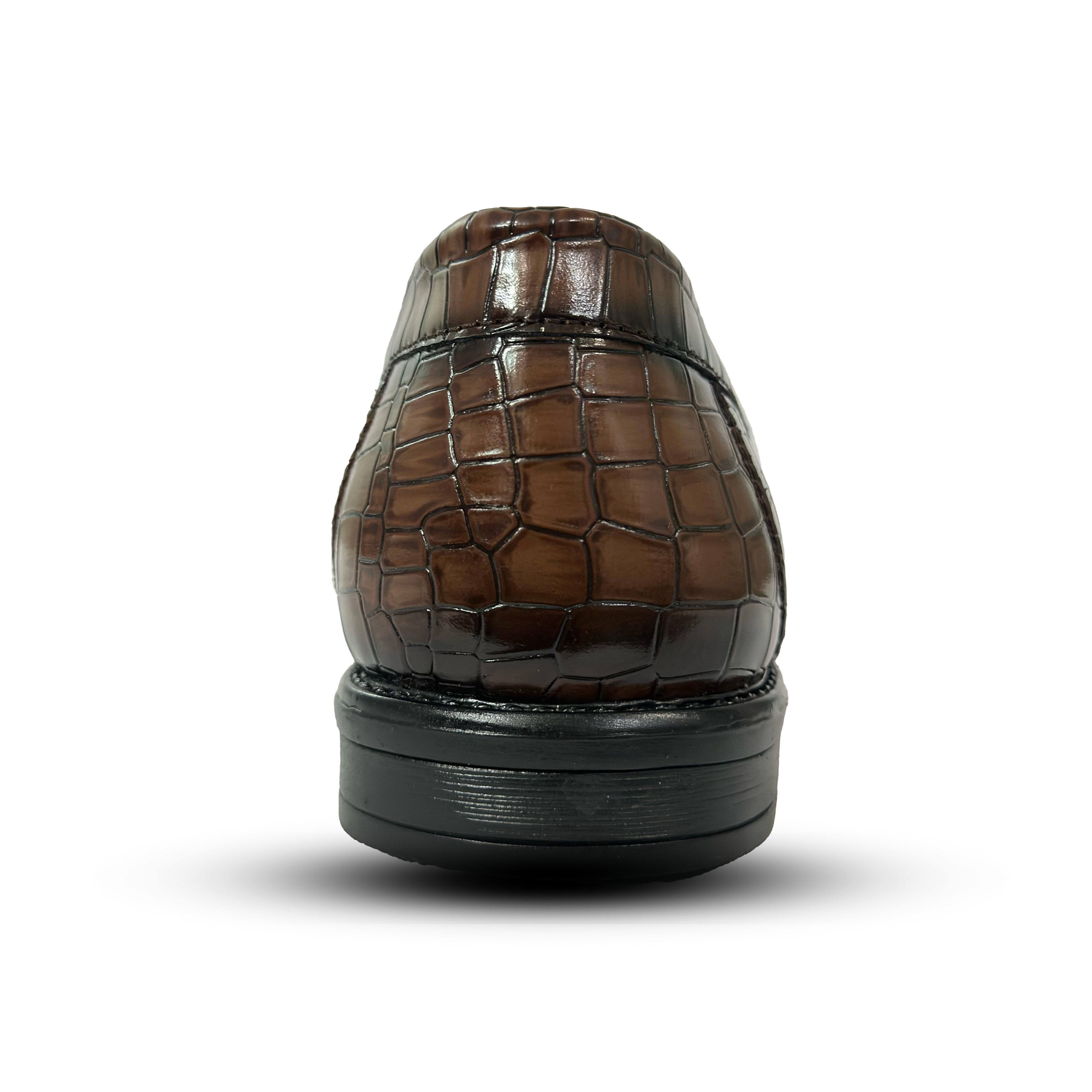 Men's Brown Croc Textured Leather Loafers