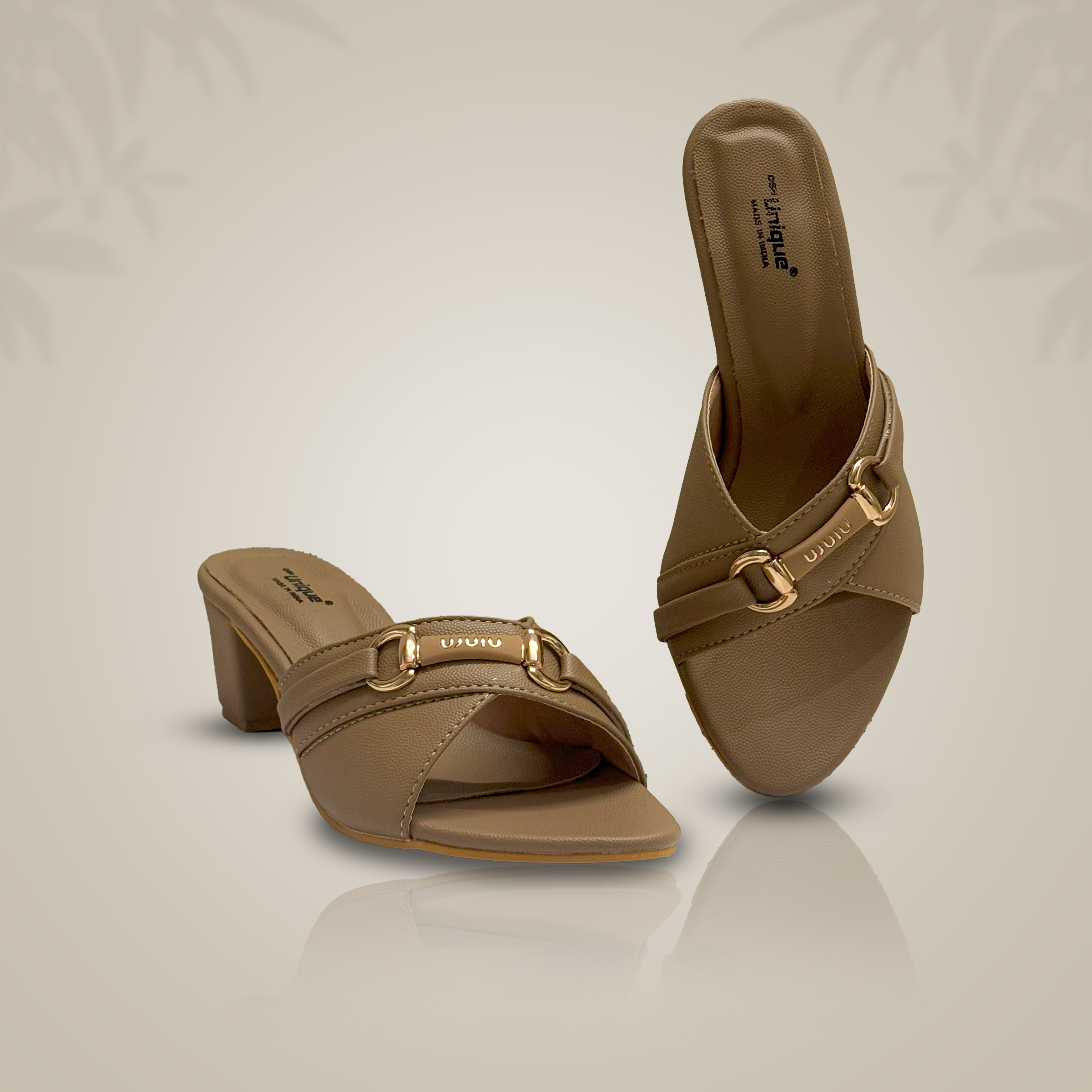 Women's Brown Slip-On Block Heels – Casual Comfort Sandals