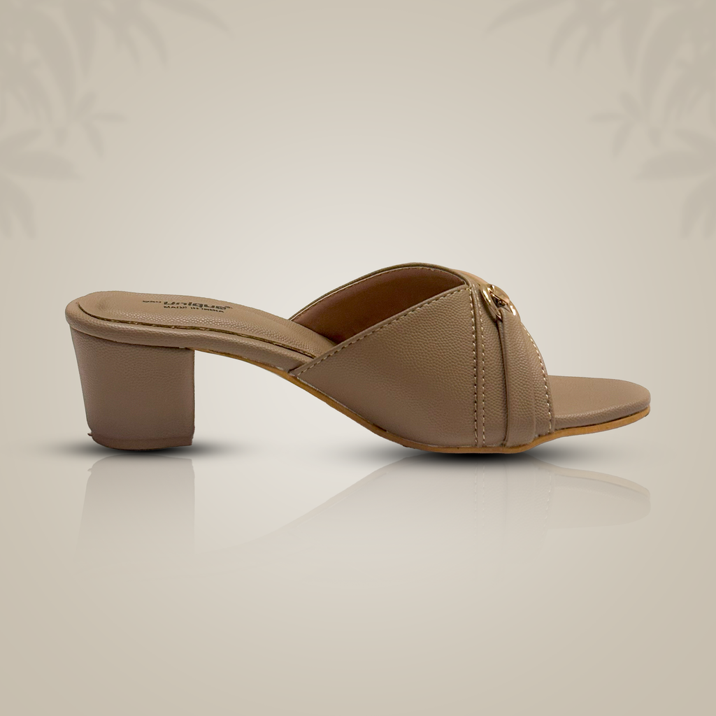 Women's Brown Slip-On Block Heels – Casual Comfort Sandals