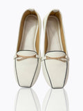 Elegant White – Rose Gold Buckle Comfort Loafers