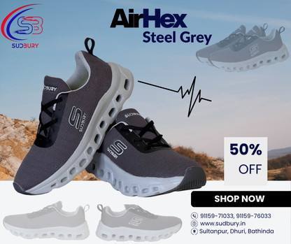 AirHex – SteelGrey | Athletic-Style Men’s Sneakers