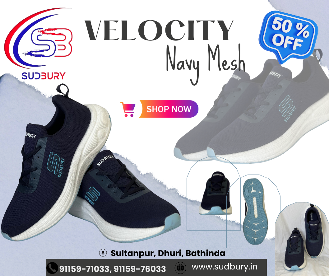 Velocity – Navy | All-Day Comfort Mesh Shoes for Gym & Streetwear