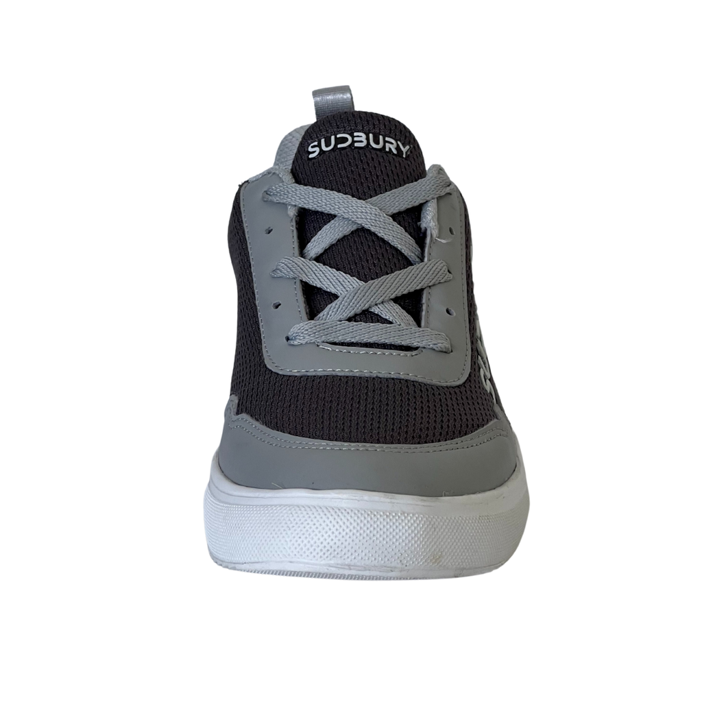 Black and gray sneaker with white sole on a white background