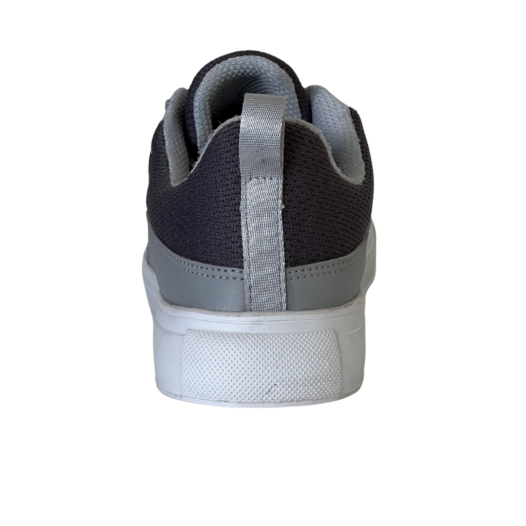 Black and gray sneaker with white sole on a white background