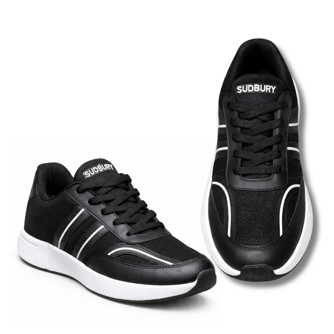Sudbury RunMax Marathon Lightweight Running Shoes for Men – Breathable Sports & Walking Shoes | Black