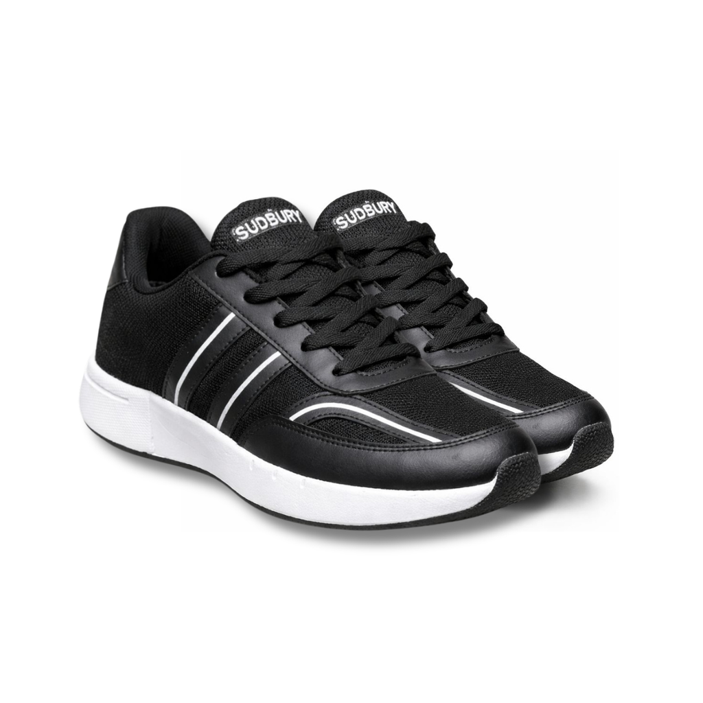 Sudbury RunMax Marathon Lightweight Running Shoes for Men – Breathable Sports & Walking Shoes | Black