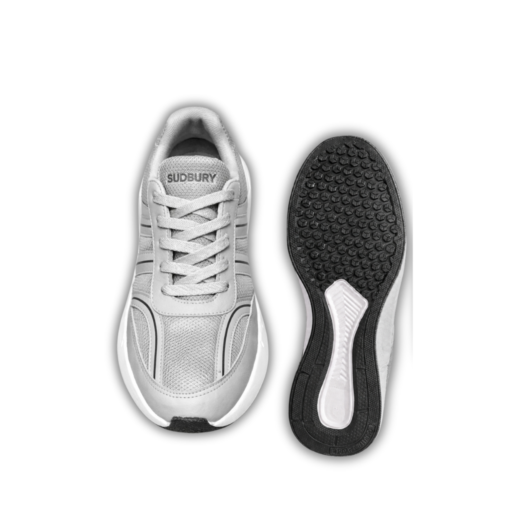 Sudbury RunMax Marathon Lightweight Running Shoes for Men – Breathable Sports & Walking Shoes | Grey