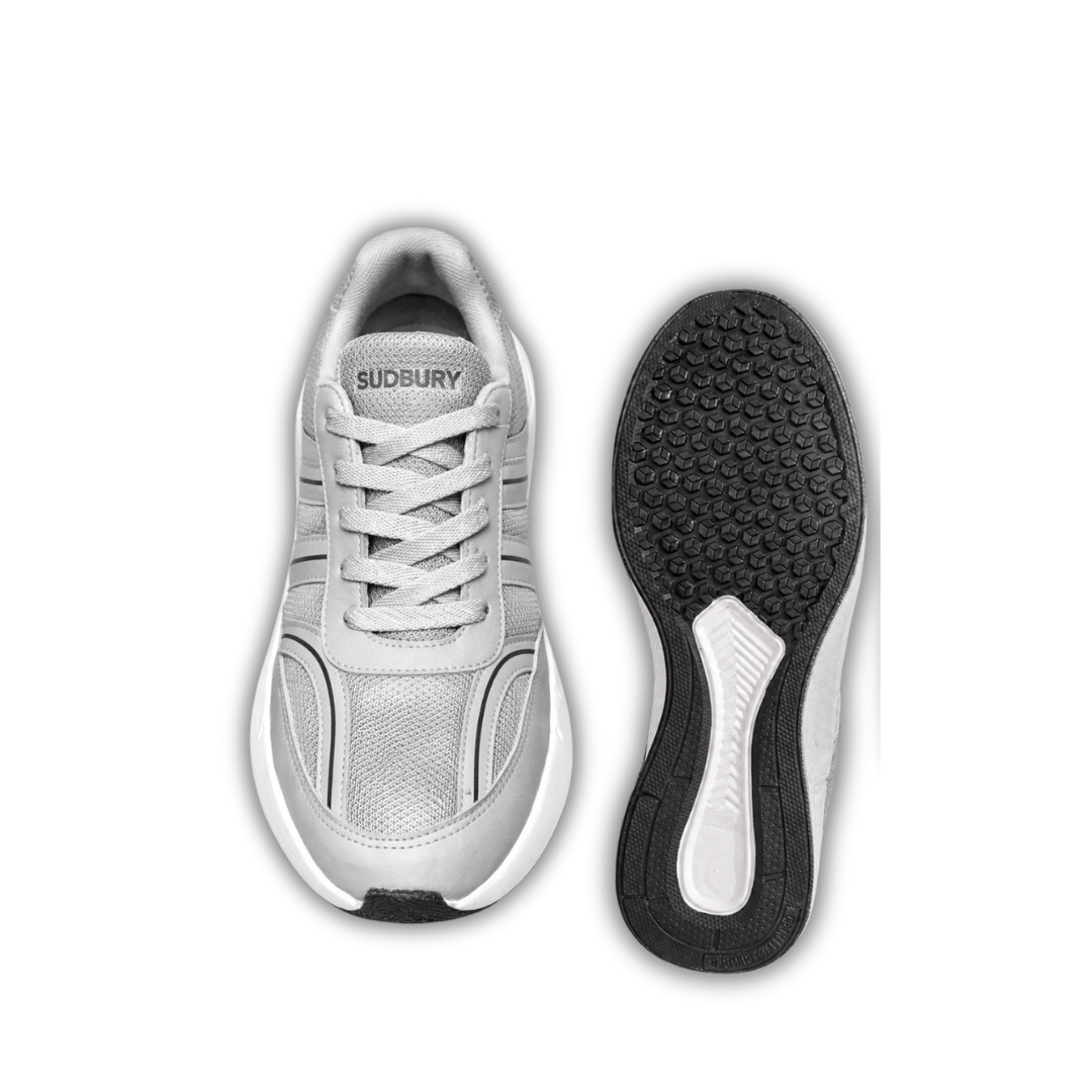 Sudbury RunMax Marathon Lightweight Running Shoes for Men – Breathable Sports & Walking Shoes | Grey