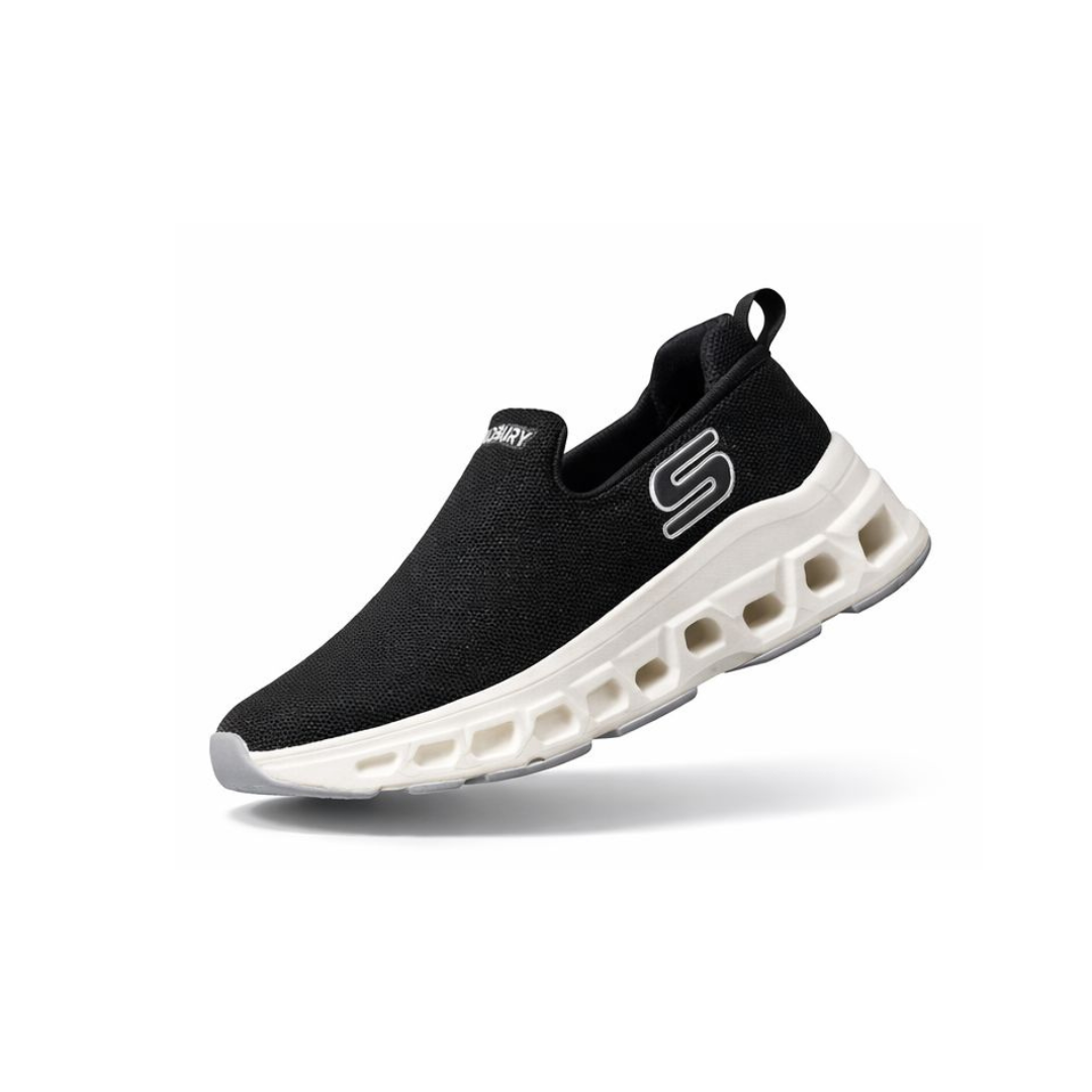 Elite Comfort Black Slip-On Sneakers