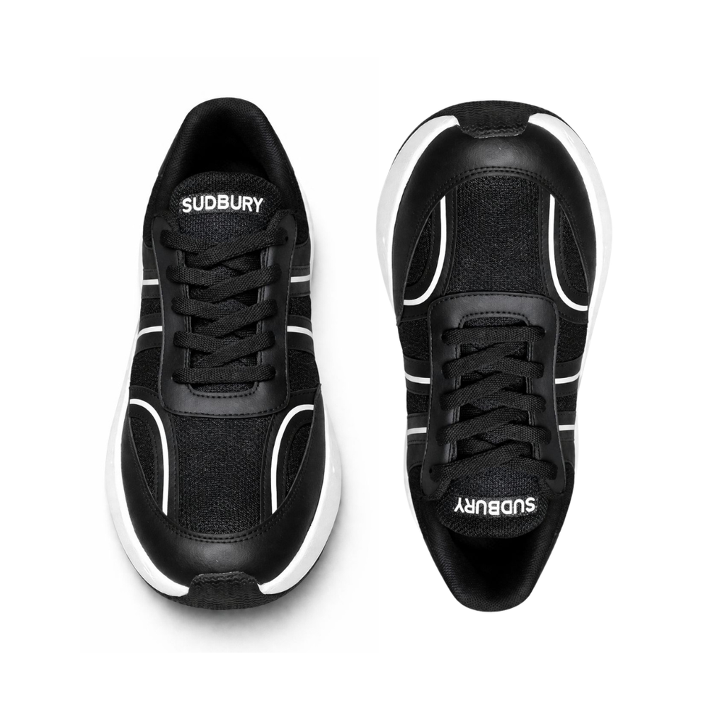 Sudbury RunMax Marathon Lightweight Running Shoes for Men – Breathable Sports & Walking Shoes | Black