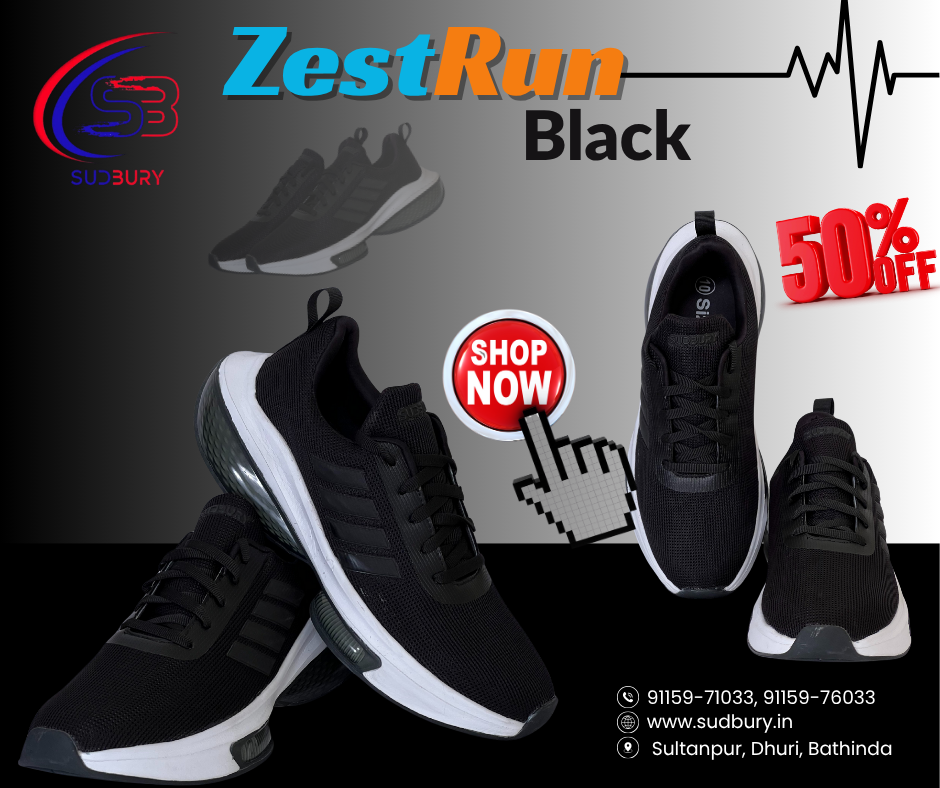 ZestRun-Black | Premium Lightweight Running Shoes for Men