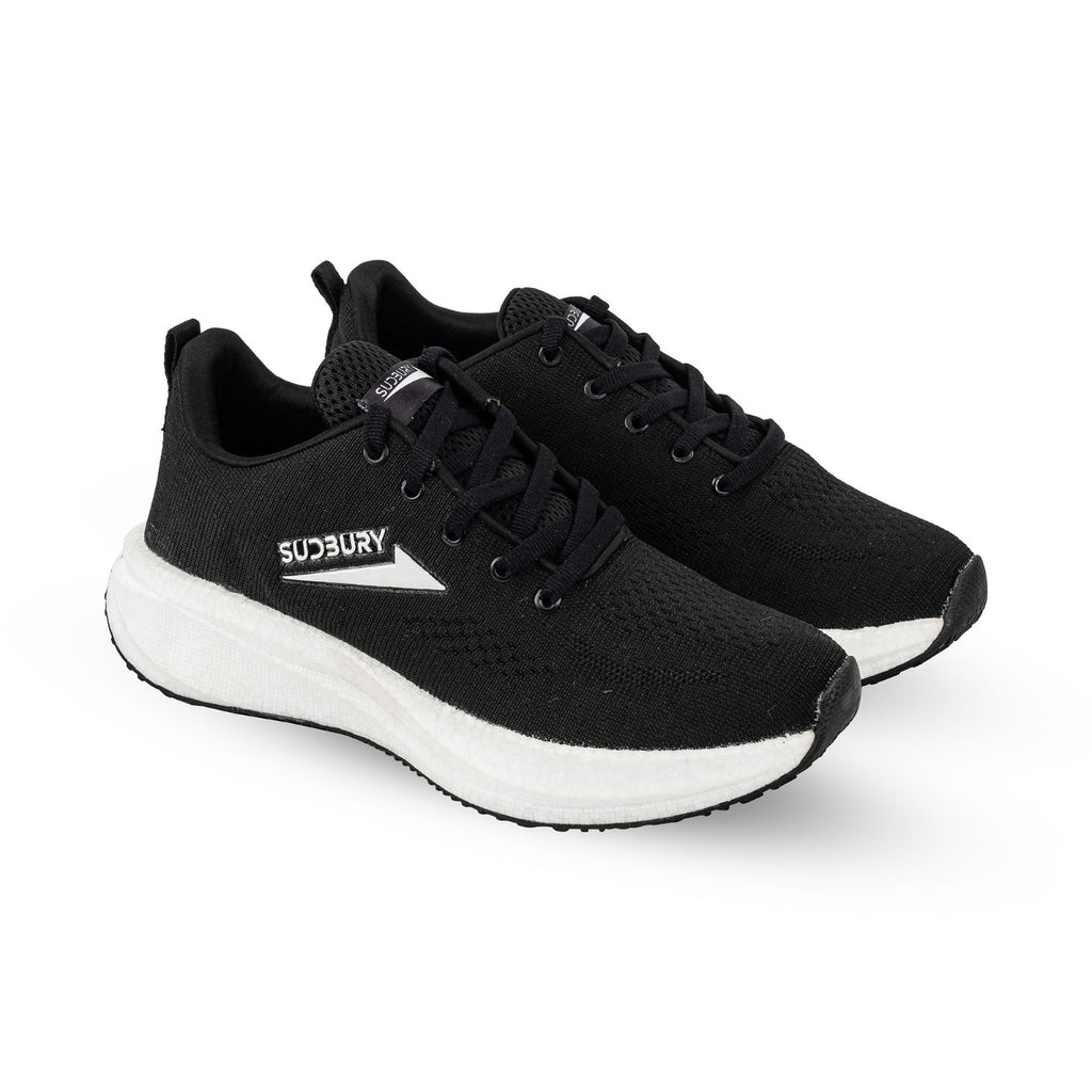 Sudbury AeroRun – Soft Black Running Shoes for Men | Lightweight & Cushioned