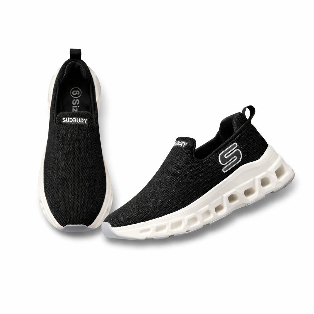 Elite Comfort Black Slip-On Sneakers
