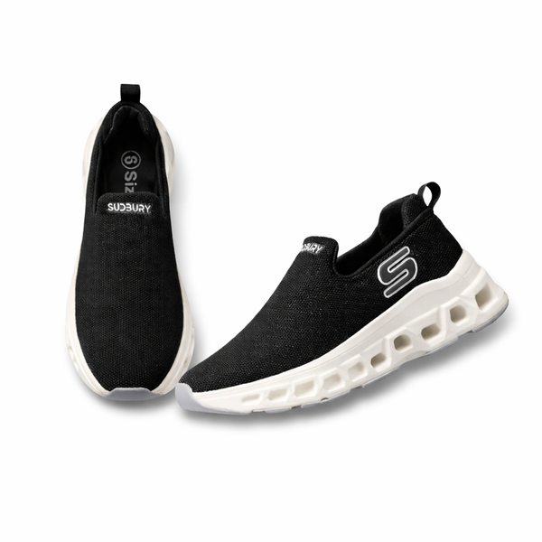 Elite Comfort Black Slip-On Sneakers