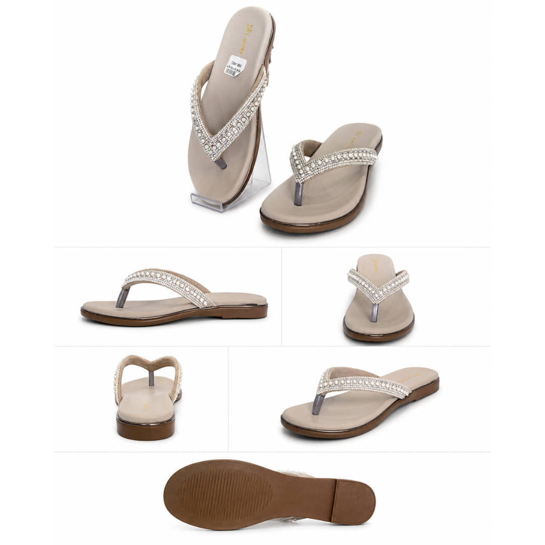 Sudbury Pearl Embellished Comfort Toe-Ring Sandals